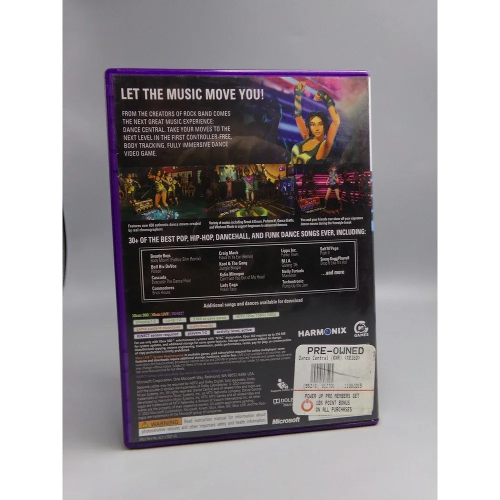 Xbox 360‎ Dance Central Kinect Video Game Disc Case Complete